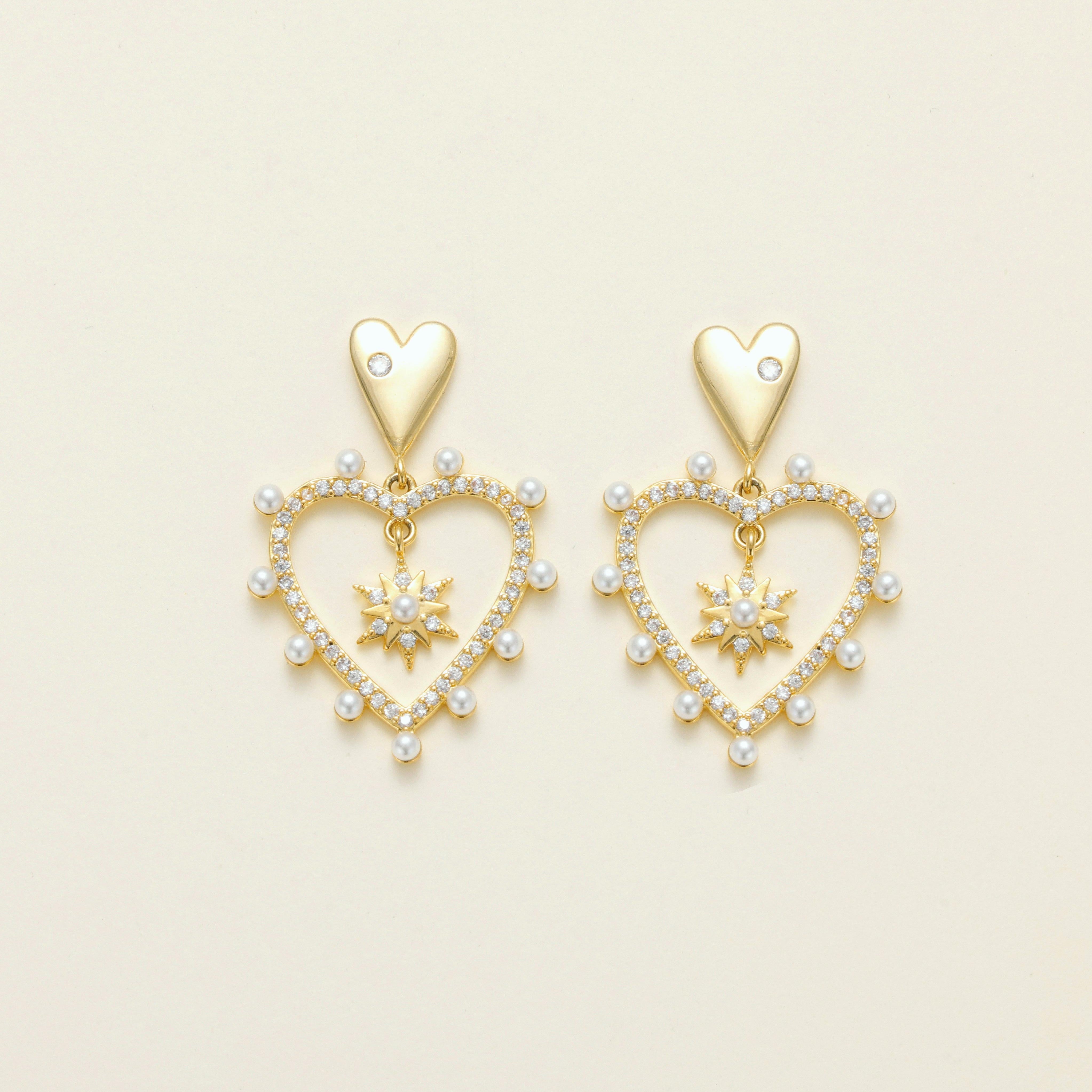 Pearl Heart Heat Earrings
