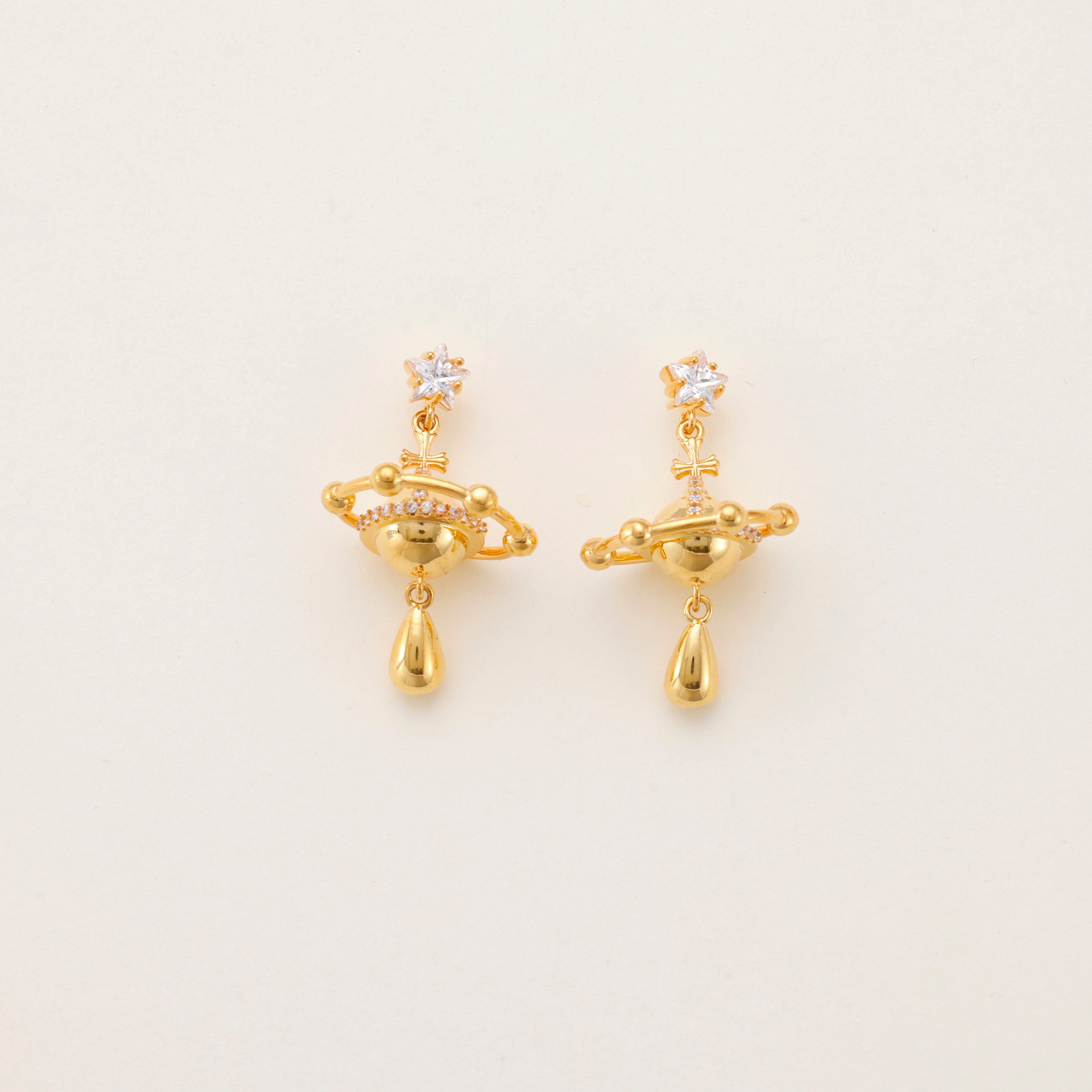 Stellar Saturn Drop Earrings