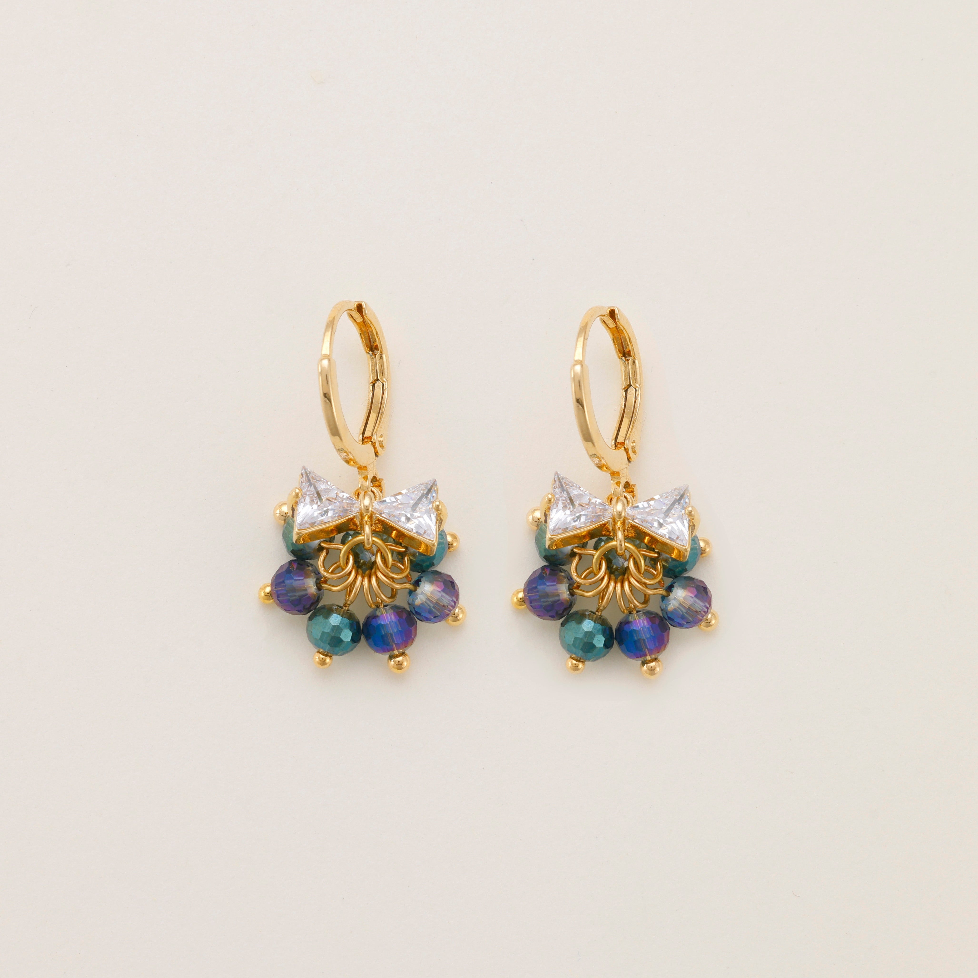 Bow-Tie Iridescent Bead Hoop Earrings