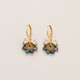 Bow-Tie Iridescent Bead Hoop Earrings