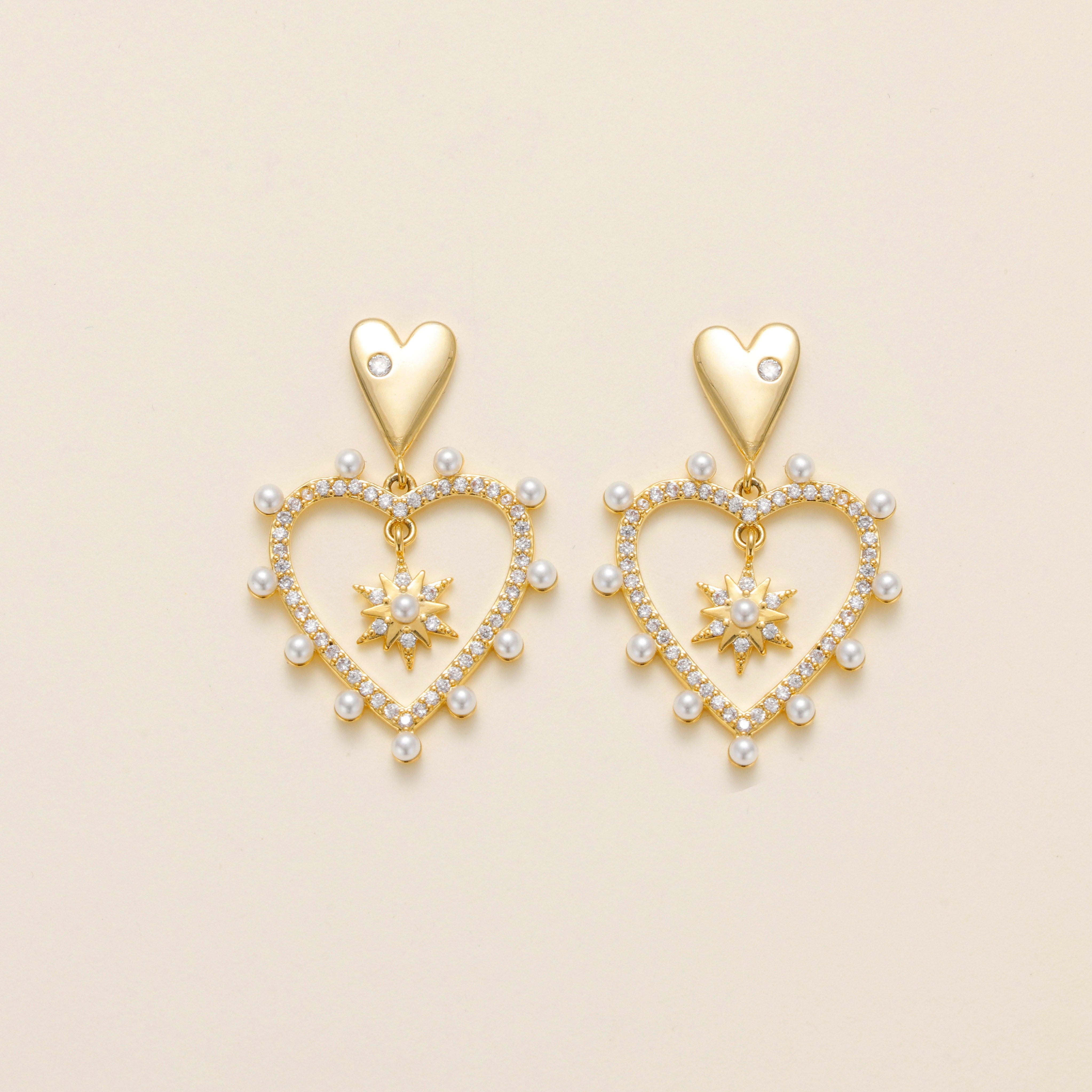 Pearl Heart Heat Earrings