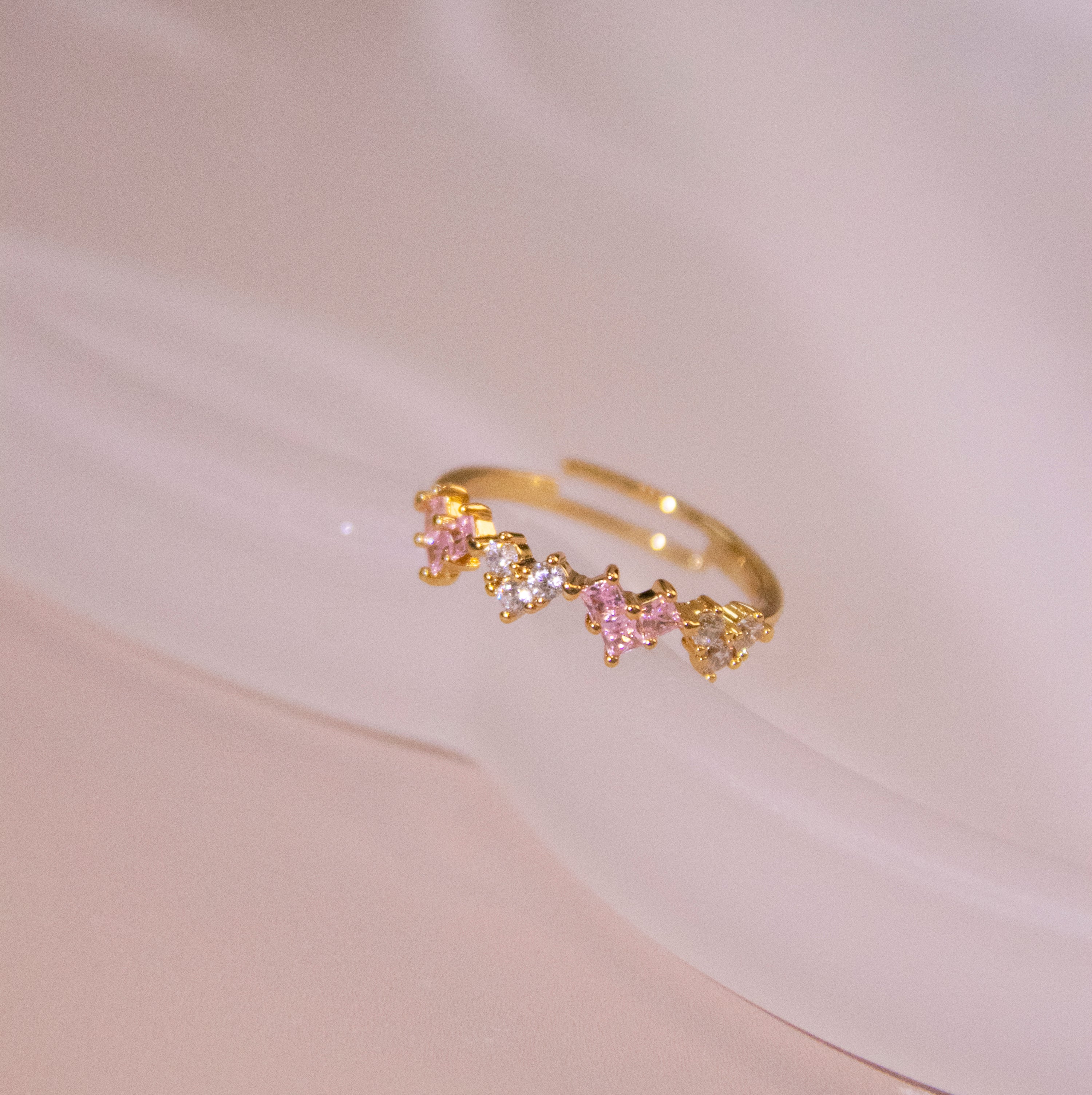 Blush Heart Zircon Pavé Open Ring