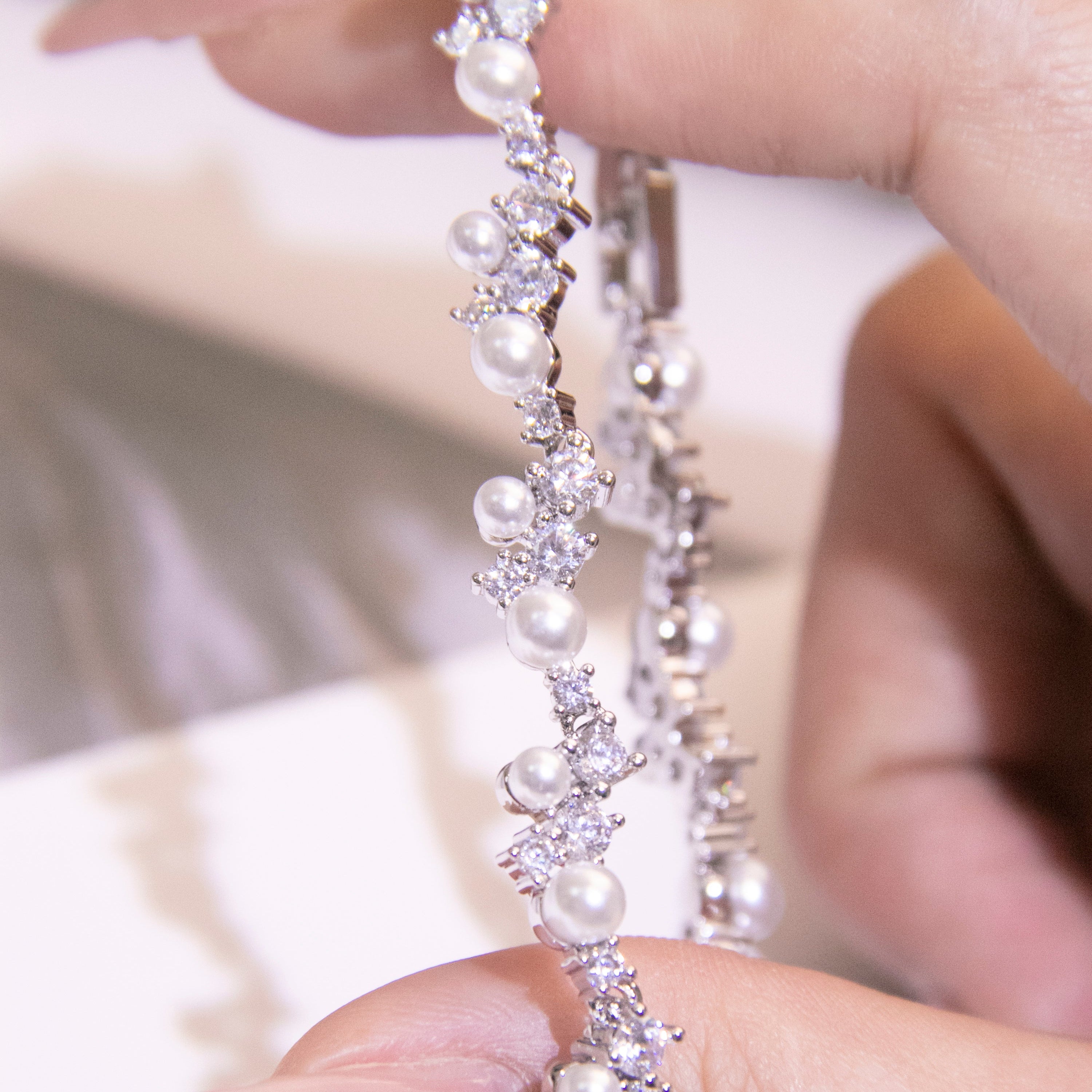 Pearl & Crystal Cluster Tennis