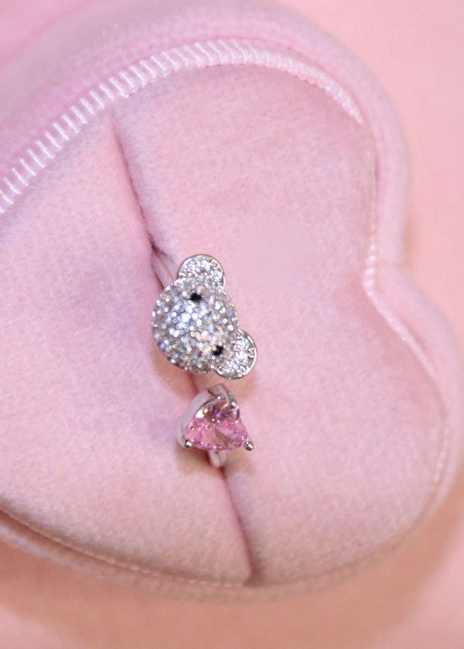 Sweetheart Party—Pink loves little bear Open Ring