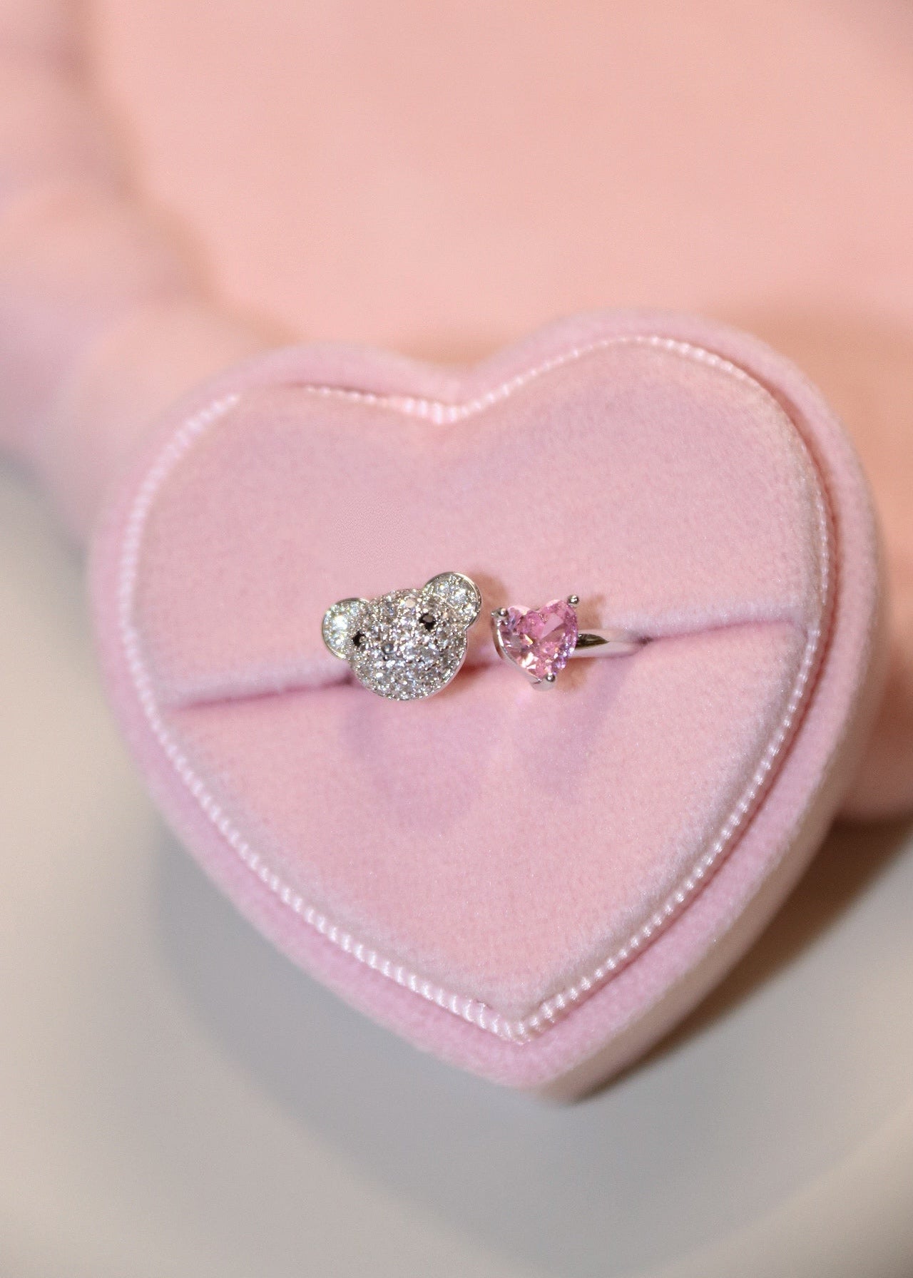 Sweetheart Party—Pink loves little bear Open Ring
